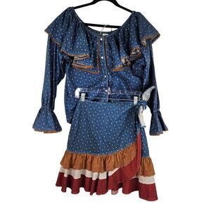 VTG Hairston Roberson Wrap Skirt (4) & Top (Sm) Women's Set Americana Western
